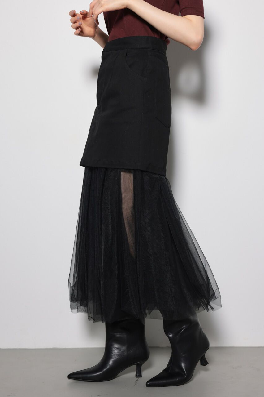 rienda「リバーシブルチュールジャストウエストスカート」|スカート|