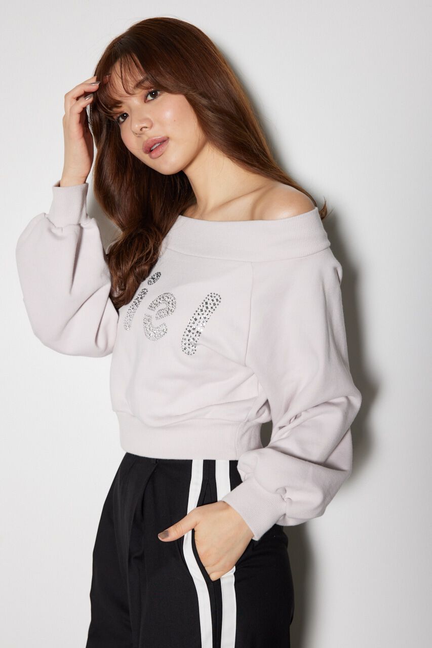 rienda「オフショルBIGロゴスウェットトップス」|Tシャツ・カットソー|