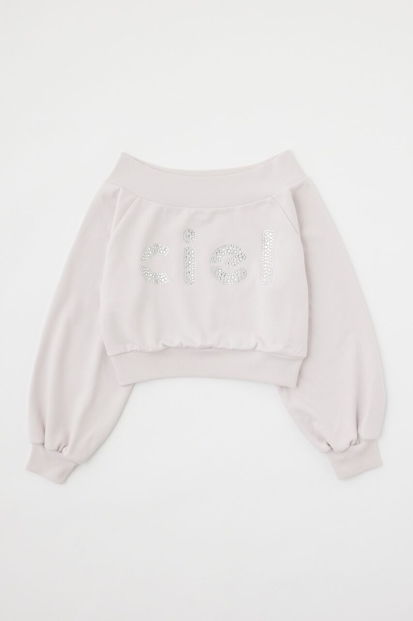 rienda「オフショルBIGロゴスウェットトップス」|Tシャツ・カットソー|