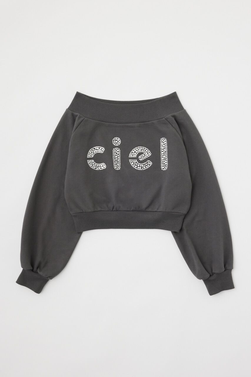 rienda「オフショルBIGロゴスウェットトップス」|Tシャツ・カットソー|