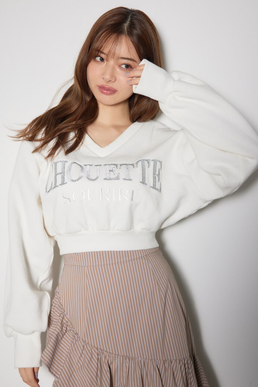 rienda「Vネックショートスウェットトップス」|Tシャツ・カットソー|