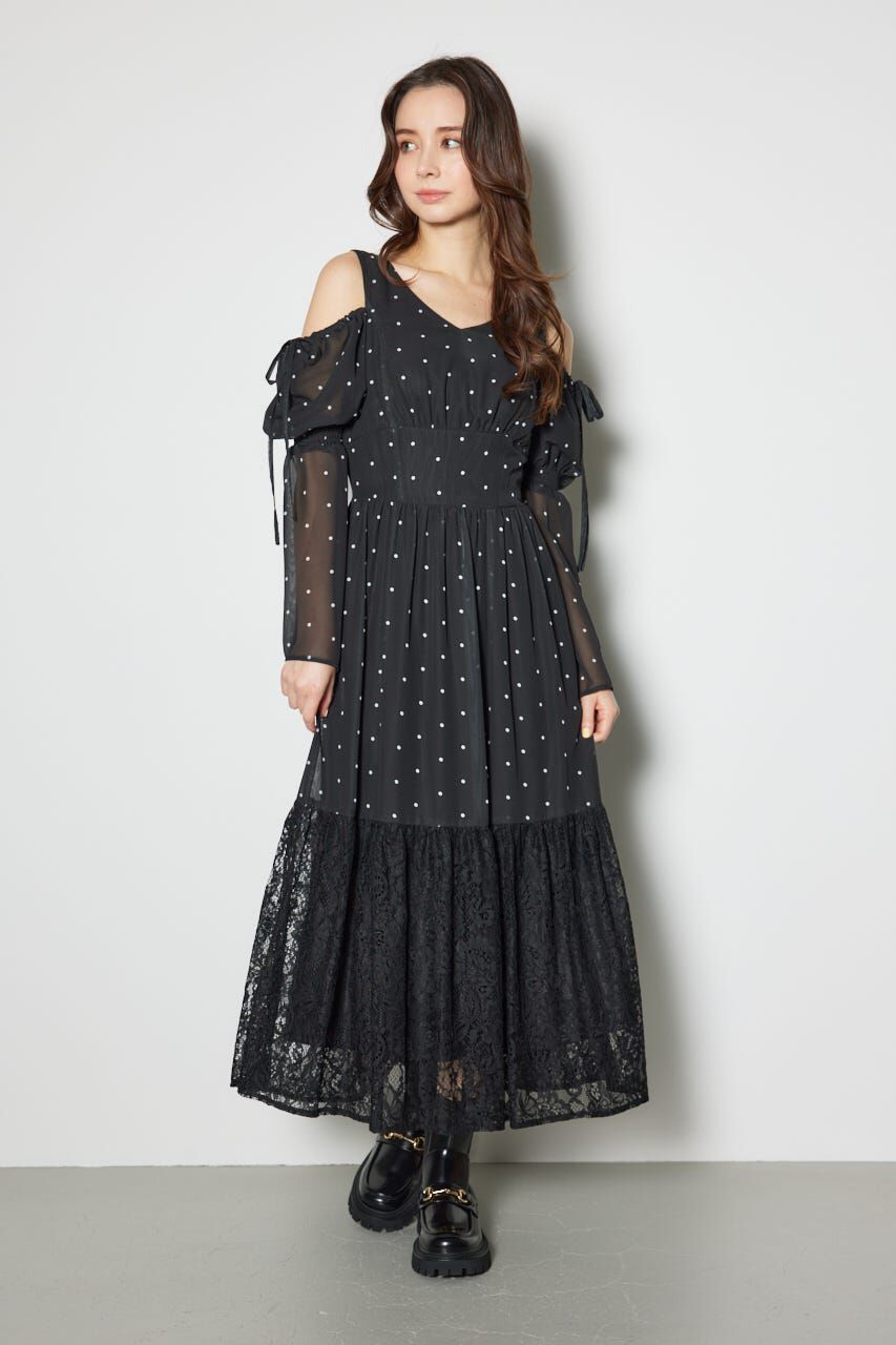 rienda「2WAYレースドッキングフレアワンピース」|ワンピース|BLK