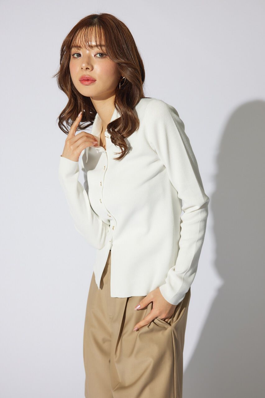 rienda「刺繍ロゴニットカーディガントップス」|ニット・セーター|