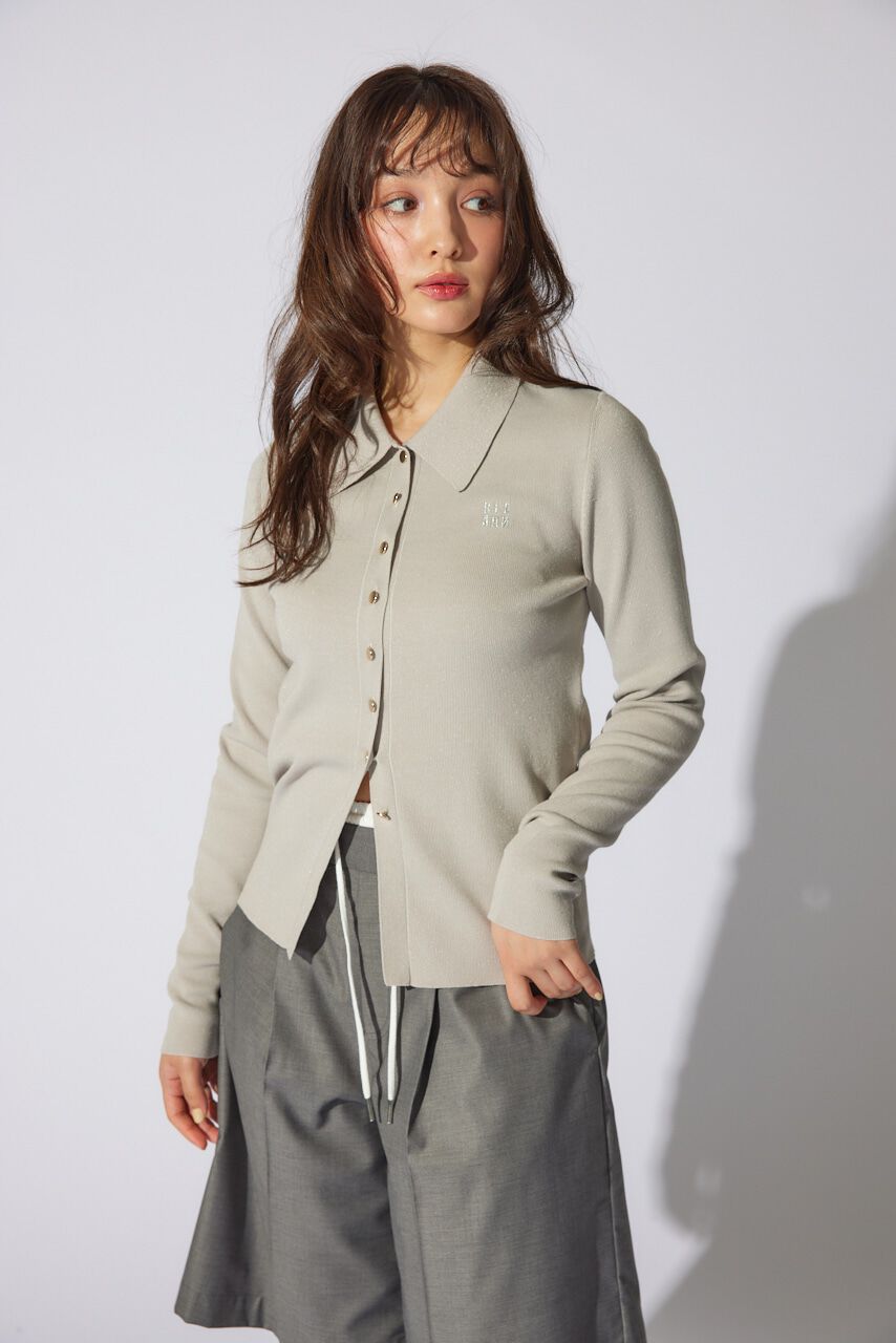 rienda「刺繍ロゴニットカーディガントップス」|ニット・セーター|