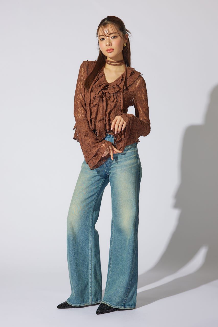 rienda「フリルレースブラウス」|シャツ・ブラウス|