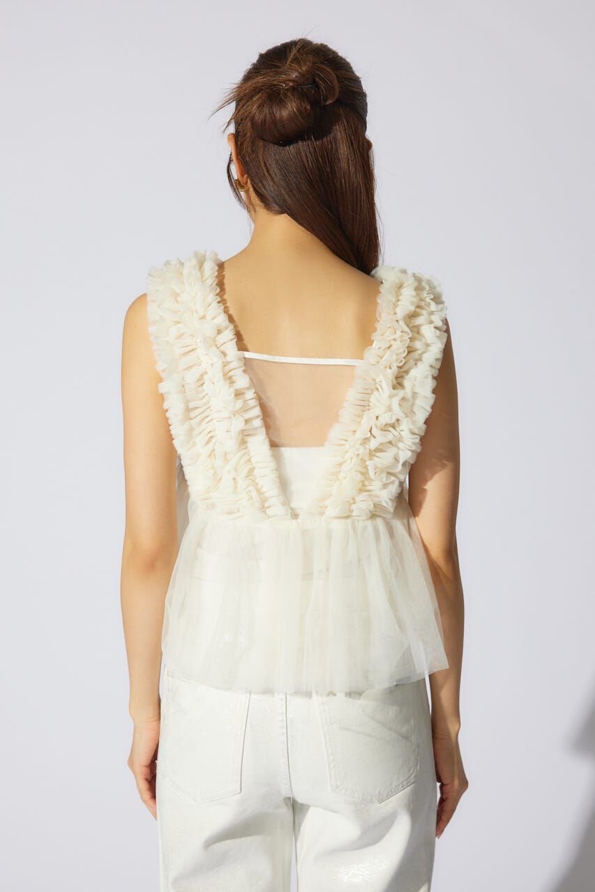 rienda「ボリュームチュールペプラムブラウス」|シャツ・ブラウス|