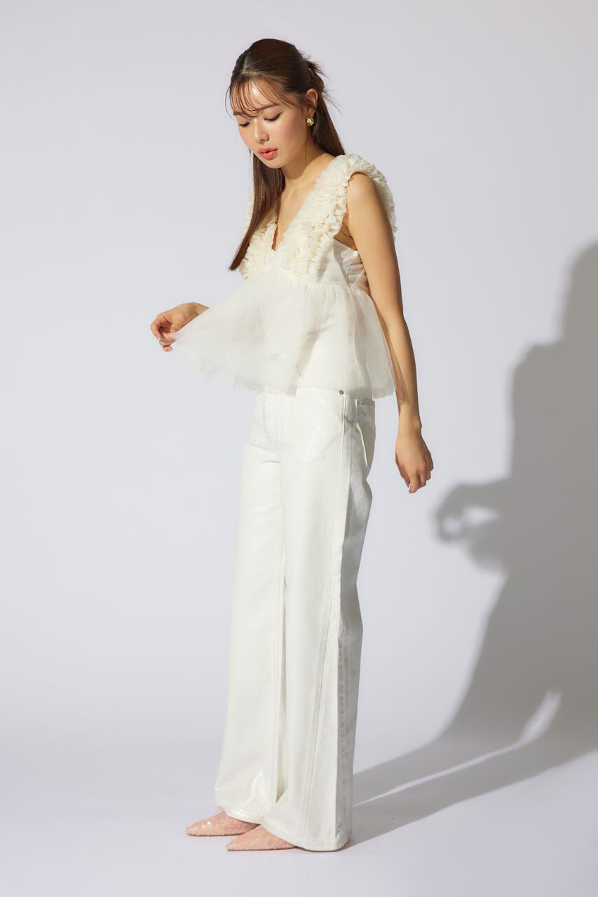 rienda「ボリュームチュールペプラムブラウス」|シャツ・ブラウス|