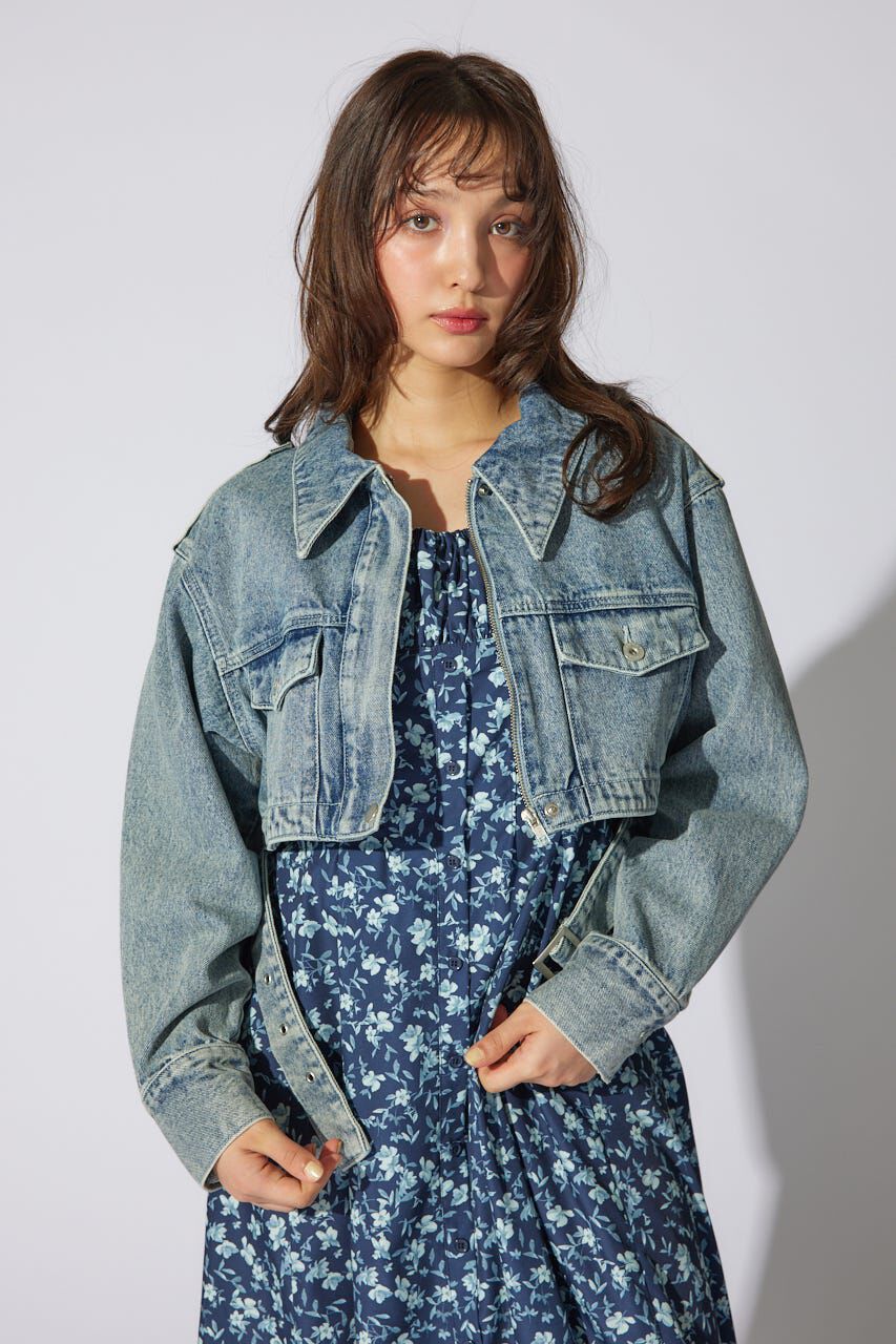 rienda「ベルト付きデニムジャケット」|デニムジャケット|