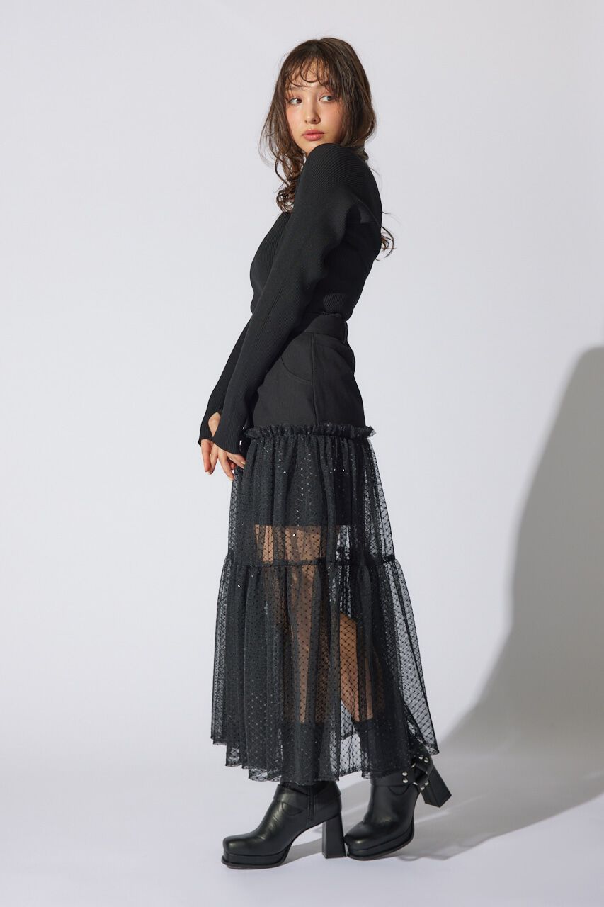 rienda「シアーコンビフレアジャストウエストスカート」|スカート|