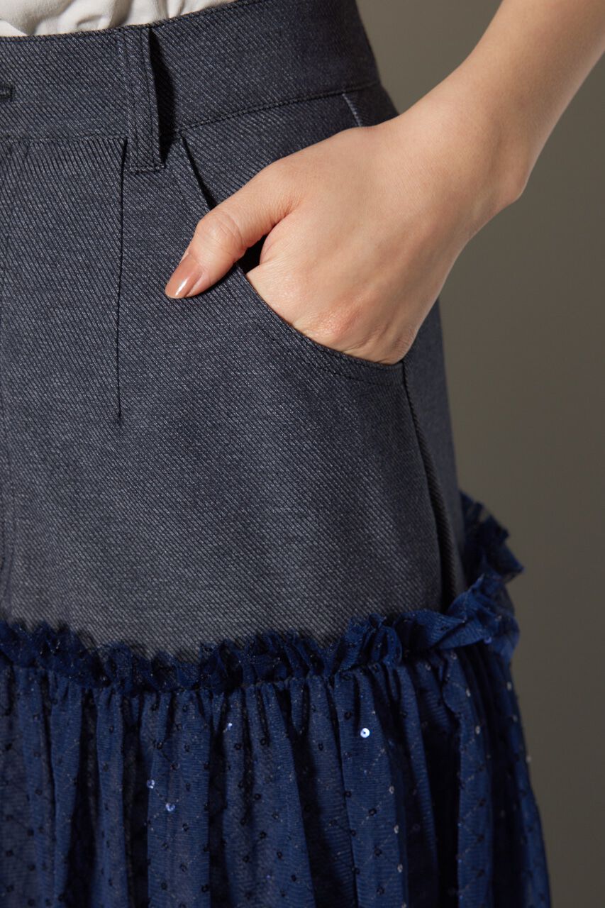 rienda「シアーコンビフレアジャストウエストスカート」|スカート|