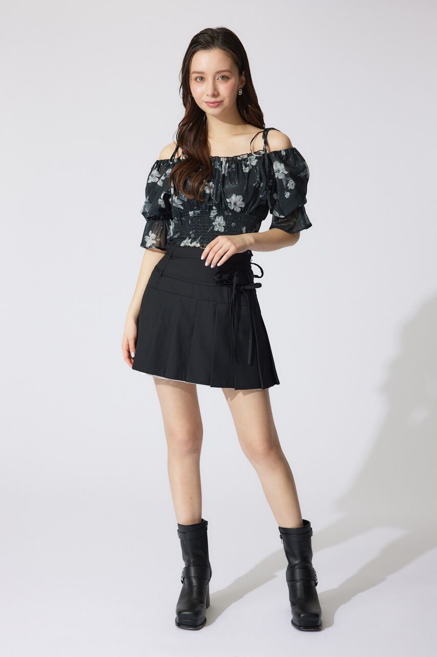 rienda「レイヤードパターンプリーツスコートショートパンツ」|スカート|