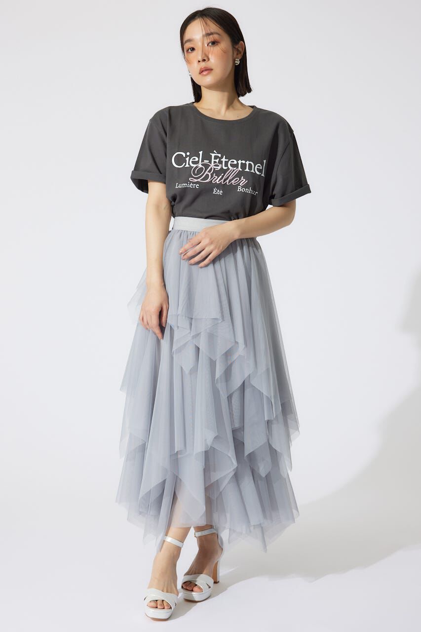 rienda「ニュアンスランダムチュールジャストウエストスカート」|スカート|