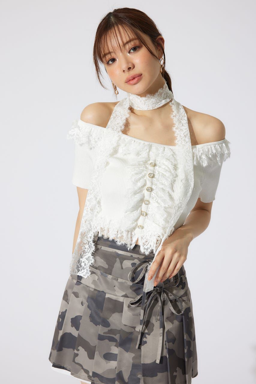 rienda「レースコンビリブニットトップス」|ニット・セーター|