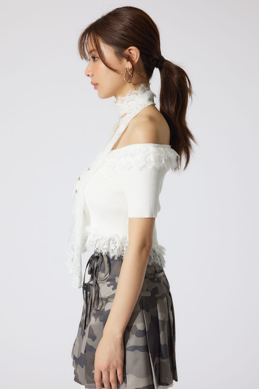 rienda「レースコンビリブニットトップス」|ニット・セーター|