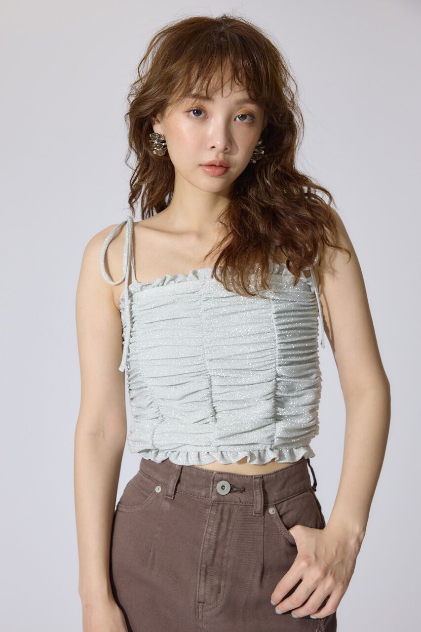 rienda「2WAYギャザーキャミトップス」|キャミソール|WHT