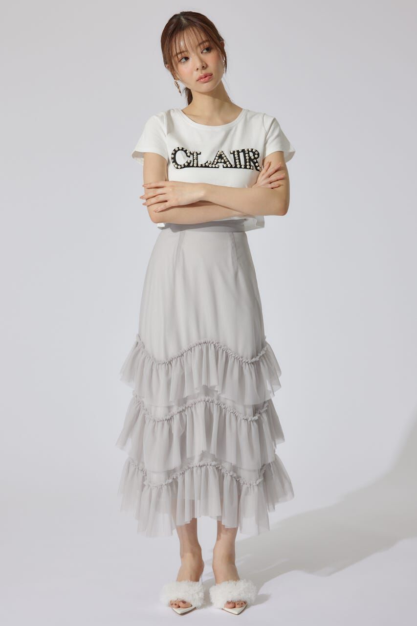 rienda「スランクビジューショートTシャツ」|Tシャツ・カットソー|