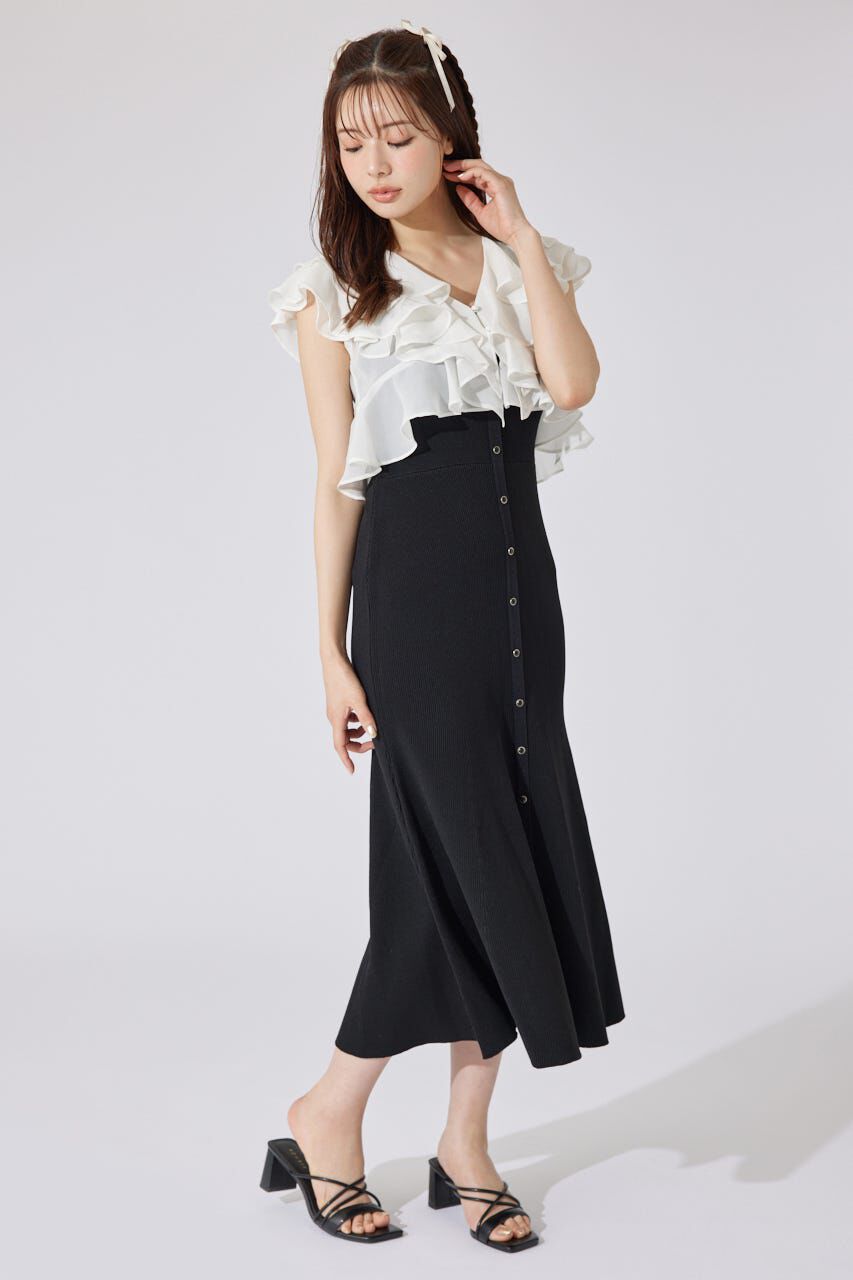 rienda「フリルブラウスセットニットマーメイドワンピース」|ワンピース|