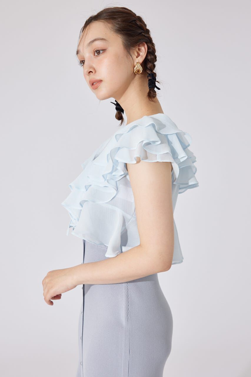 rienda「フリルブラウスセットニットマーメイドワンピース」|ワンピース|