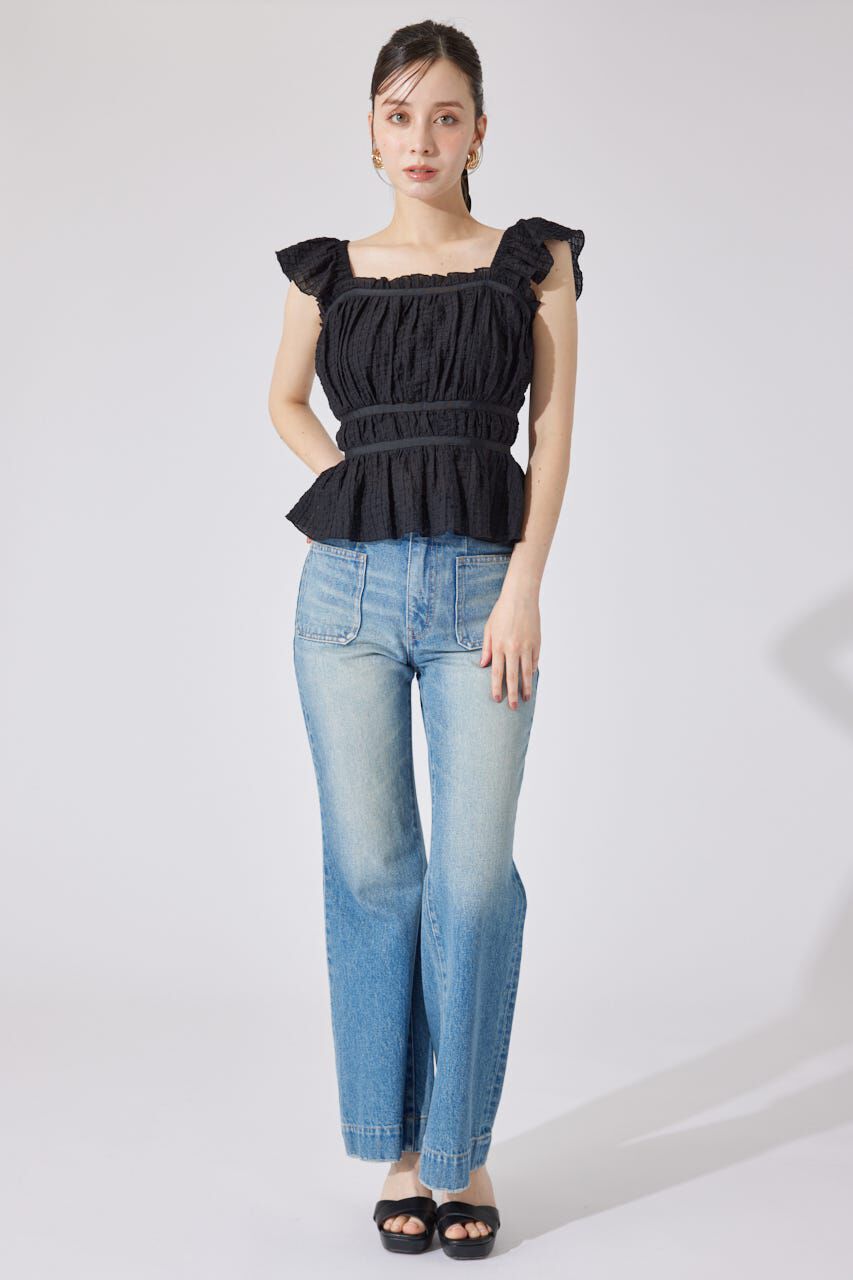 rienda「フリルギャザートップス」|シャツ・ブラウス|