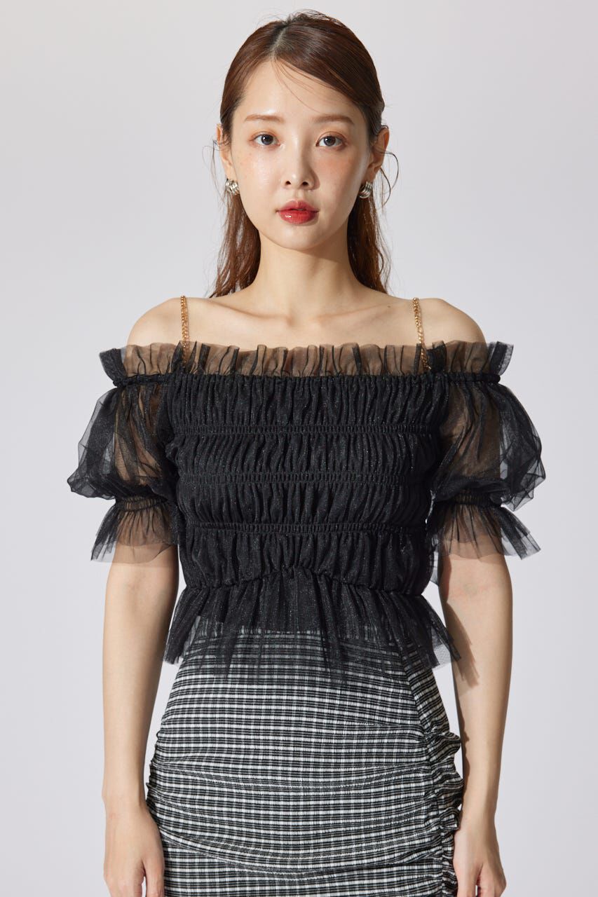 rienda「シアーオフショルショートスリーブブラウス」|シャツ・ブラウス|