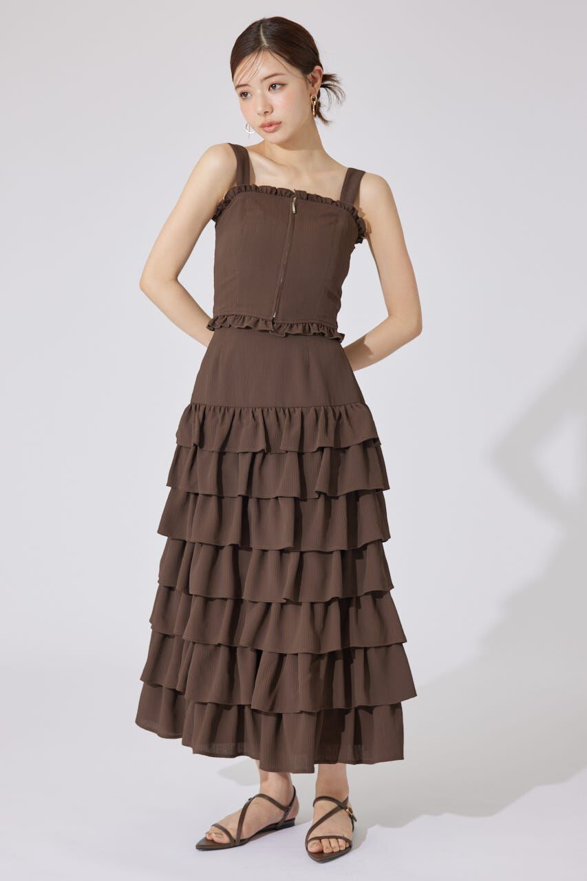 rienda「ジャストウエストティアードマキシスカート」|スカート|