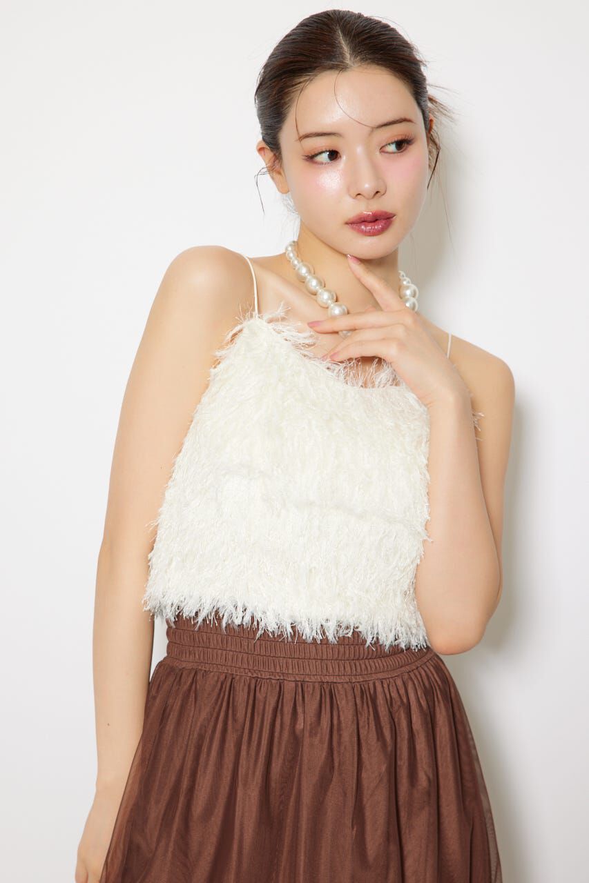 rienda「フェイクシアーフェザービスチェ」|キャミソール|WHT