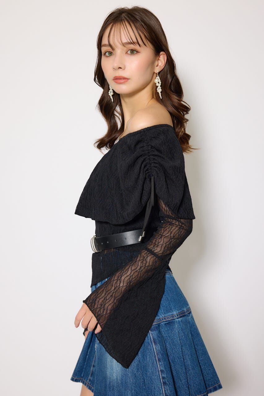 rienda「シアーレースオフショルトップス」|Tシャツ・カットソー|