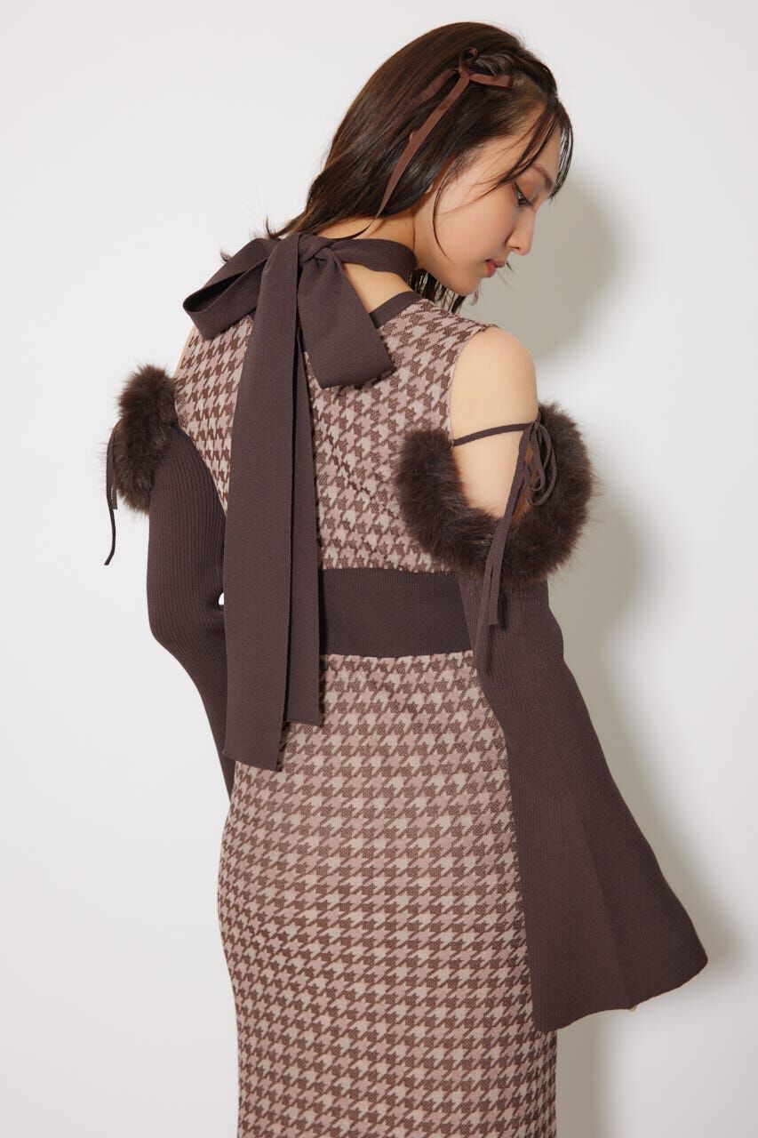 rienda「many wayフェイクファージャガードニットワンピース」|ワンピース|