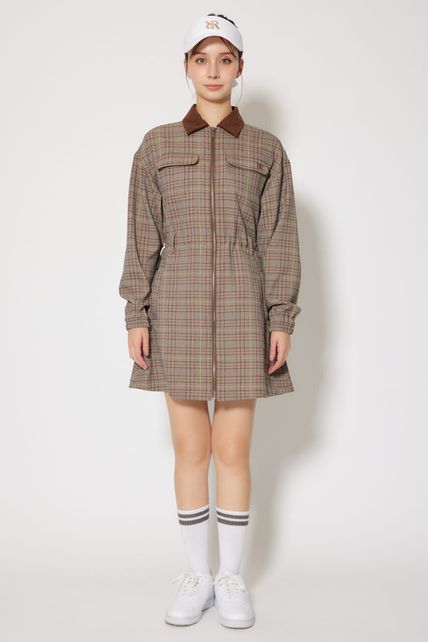 rienda「グレンチェックドロストワンピース」|ワンピース|