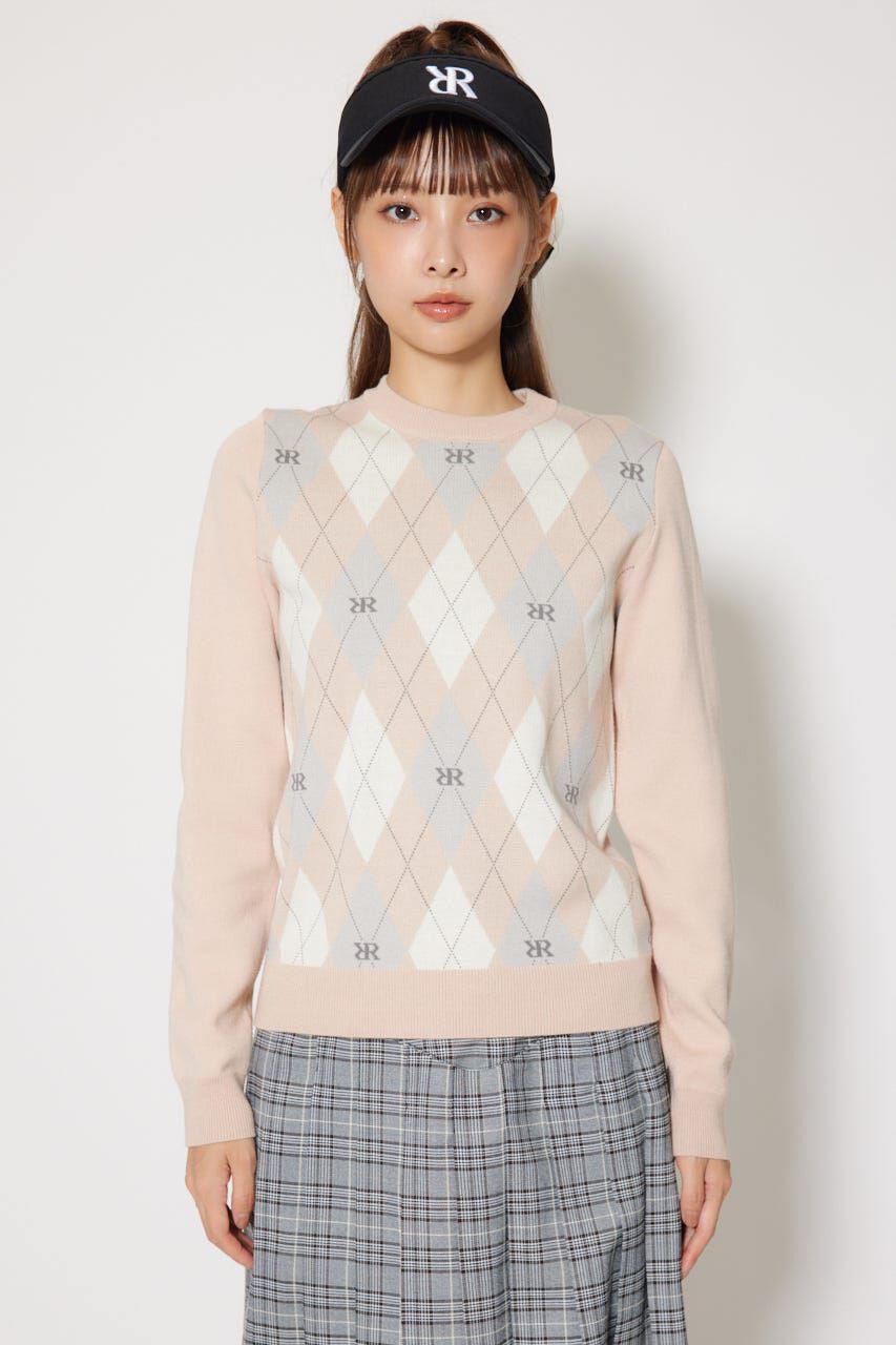 rienda「アーガイルジャガードニットトップス」|ニット・セーター|