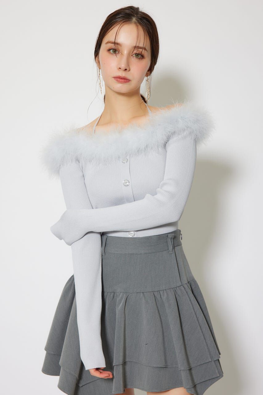 rienda「many wayフェザーオフショルニットトップス」|ニット・セーター|GRY
