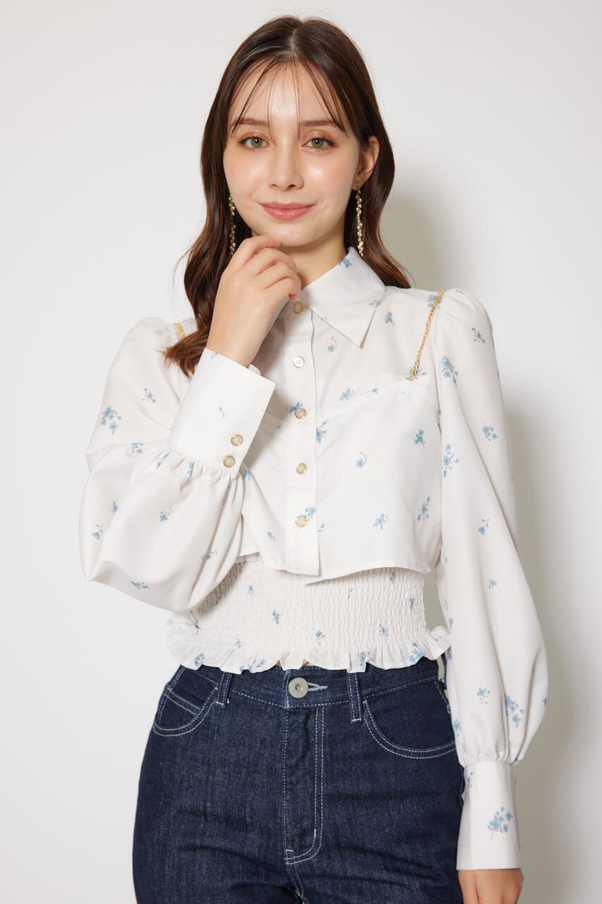 rienda「チェーンデザインシャーリングブラウス」|シャツ・ブラウス|