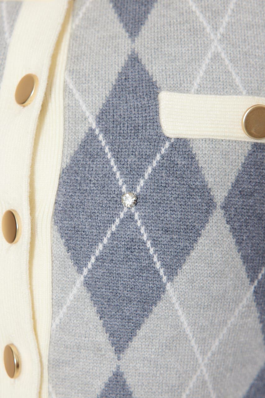 rienda「アーガイルバイカラーカーディガンセットニットワンピース」|ワンピース|