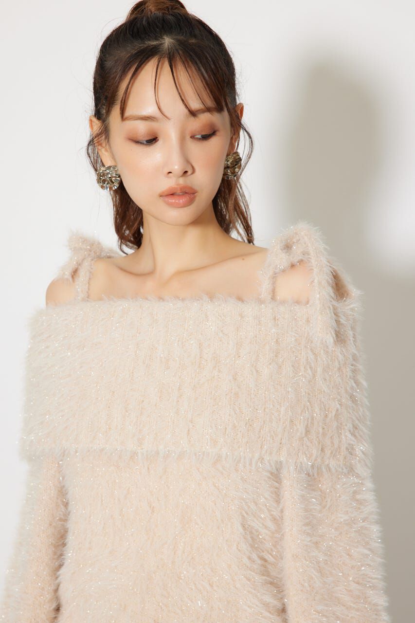 rienda「2WAYファーライクジャガードニットトップス」|ニット・セーター|