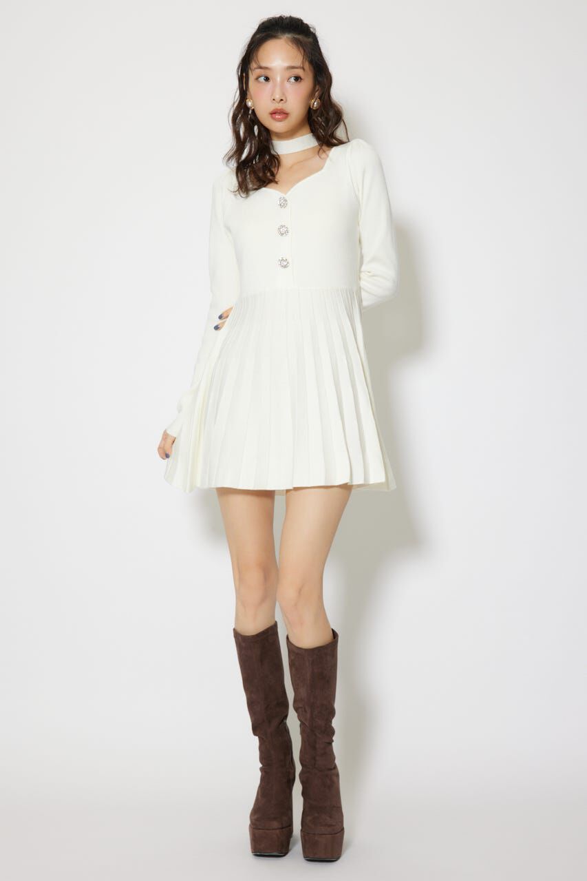 rienda「フロントビジュープリーツミニニットワンピース」|ワンピース|