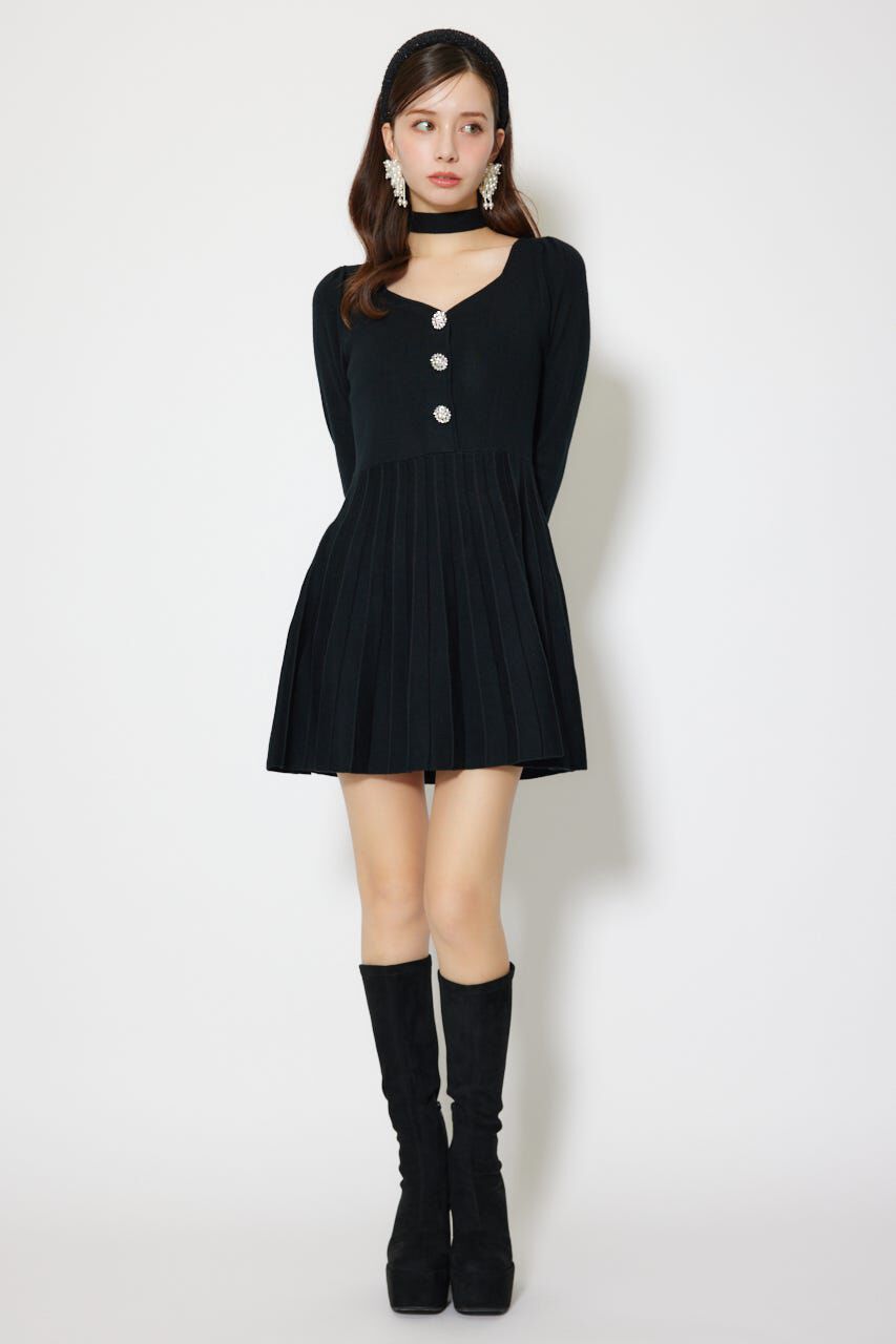 rienda「フロントビジュープリーツミニニットワンピース」|ワンピース|