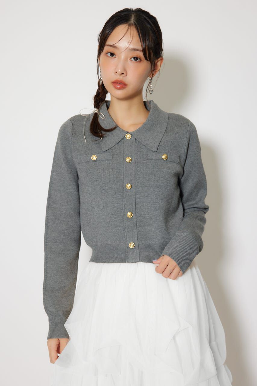 rienda「ゴールドボタンロングスリーブニットトップス」|ニット・セーター|