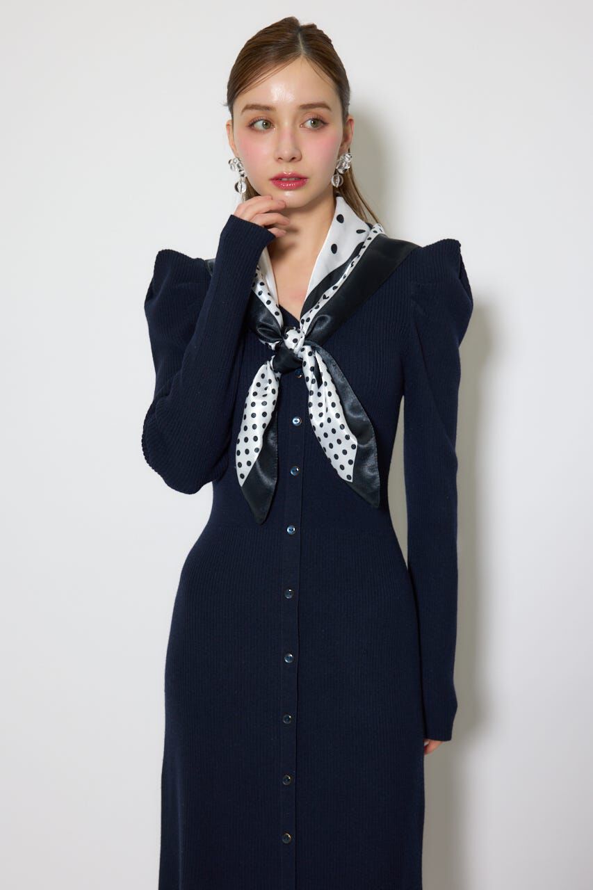 rienda「スカーフ付きマーメイドニットワンピース」|ワンピース|