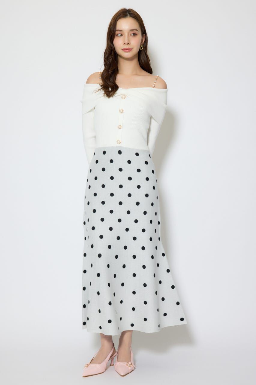 rienda「リボンデザインドットニットワンピース」|ワンピース|