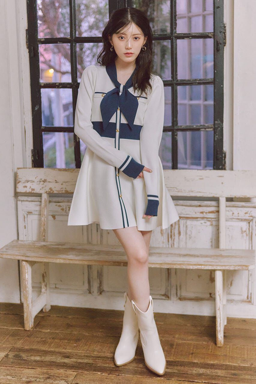 rienda「バイカラーミニニットワンピース」|ワンピース|