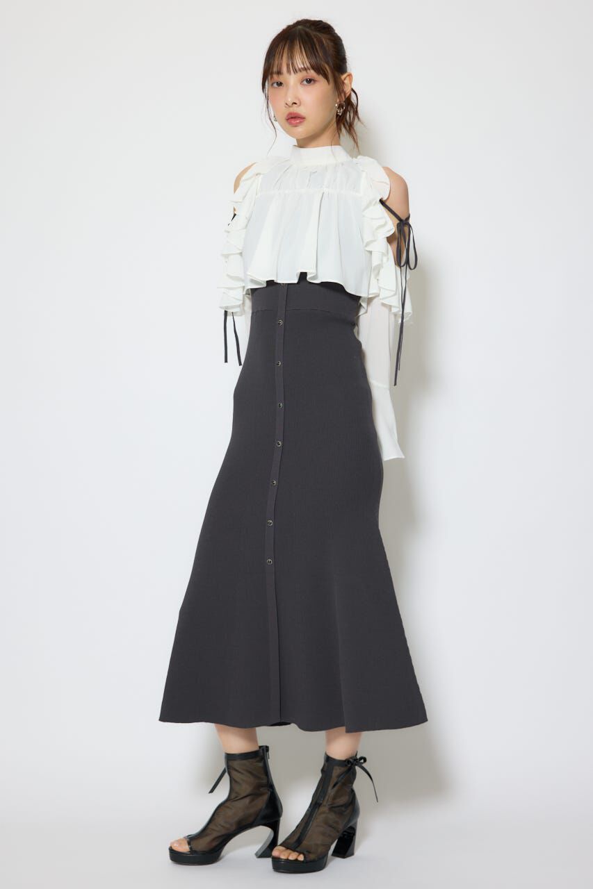 rienda「オープンショルダーフリルニットセットワンピース」|ワンピース|