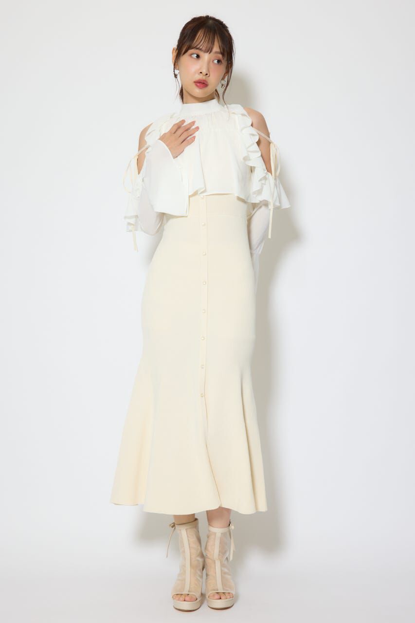 rienda「オープンショルダーフリルニットセットワンピース」|ワンピース|