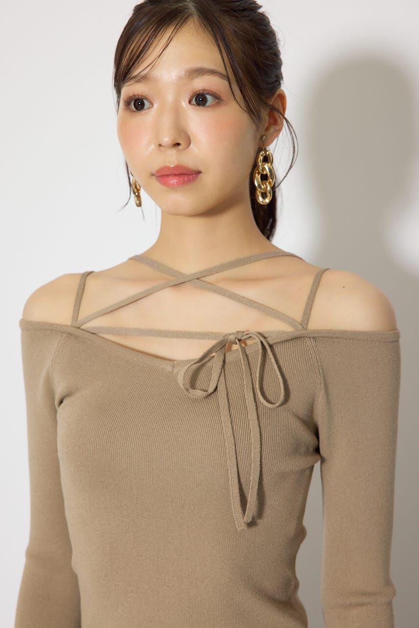 rienda「ストリングタイトニットトップス」|ニット・セーター|