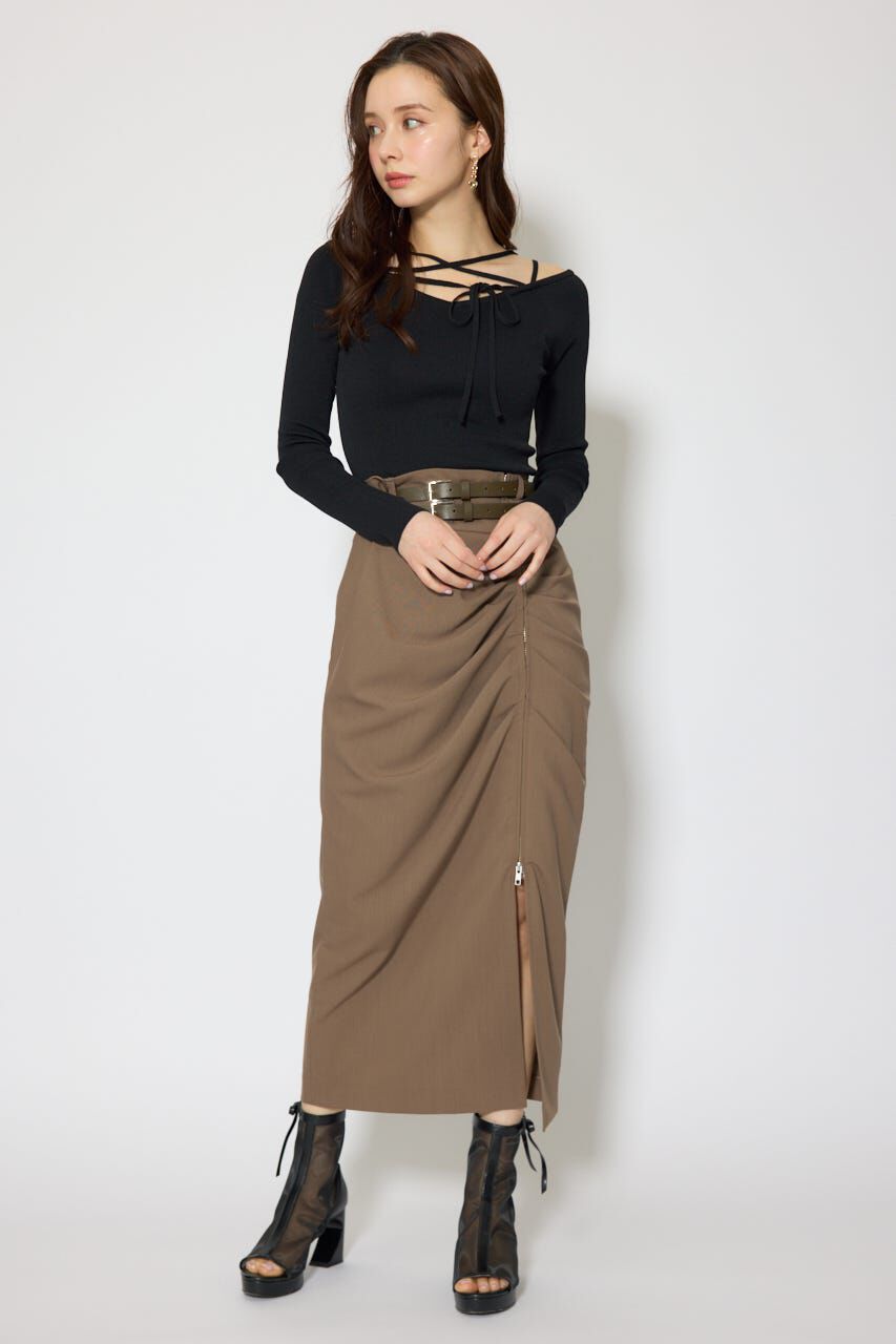 rienda「ダブルウエストデザインロングスカート」|スカート|