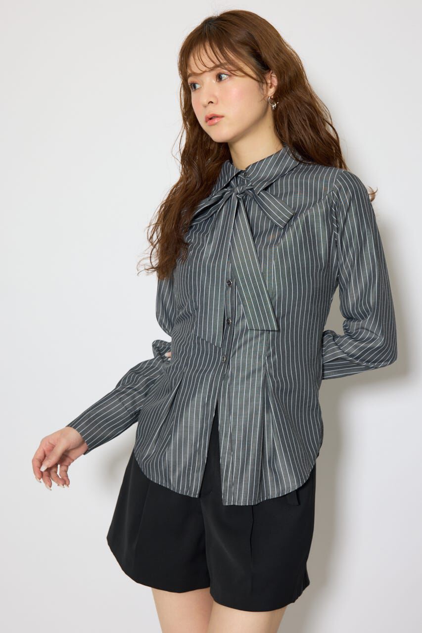 rienda「ウエストシェイプボウタイシャツ」|シャツ・ブラウス|