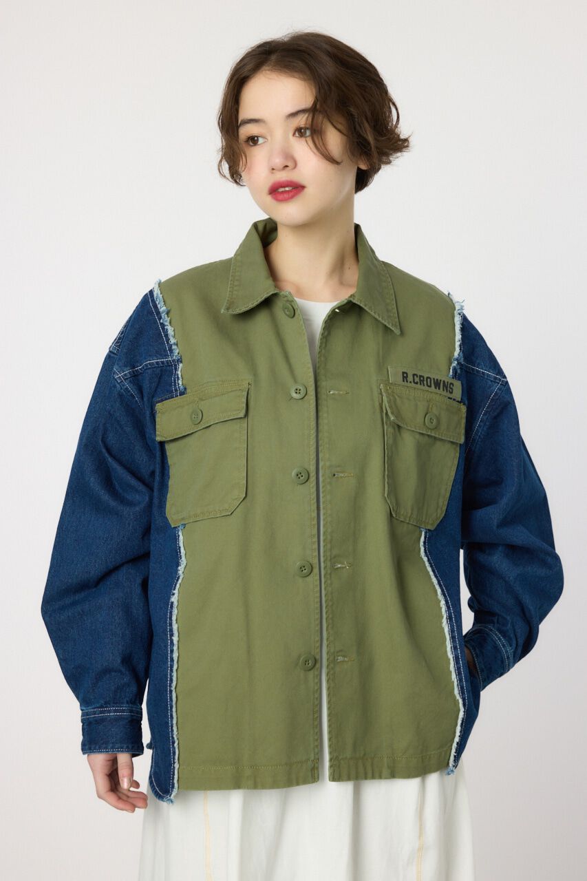 RODEO CROWNS「デニムドッキングミリタリールーズシャツ」|シャツ・ブラウス|