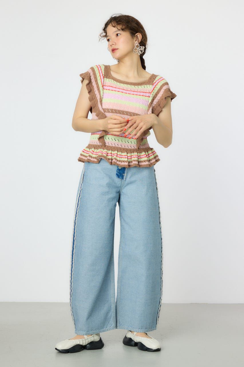 RODEO CROWNS「2WAYフリルクロシェニットトップス」|タンクトップ|