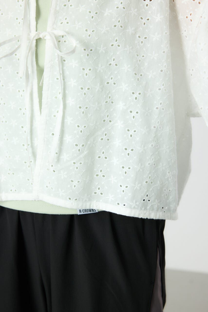 RODEO CROWNS「ノーカラーレースカーディガン」|シャツ・ブラウス|