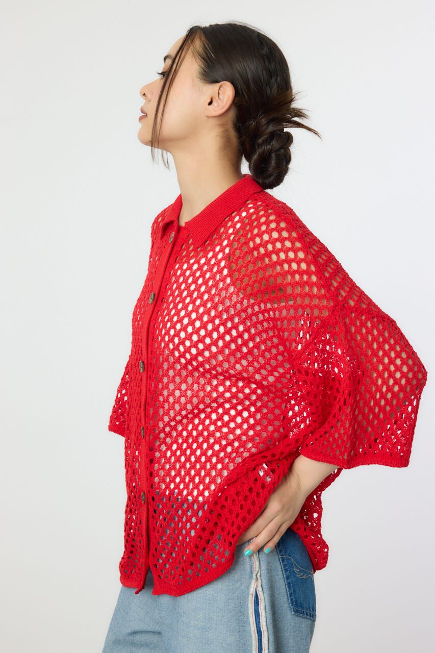 RODEO CROWNS「襟付きメッシュニットカーディガン」|ニット・セーター|