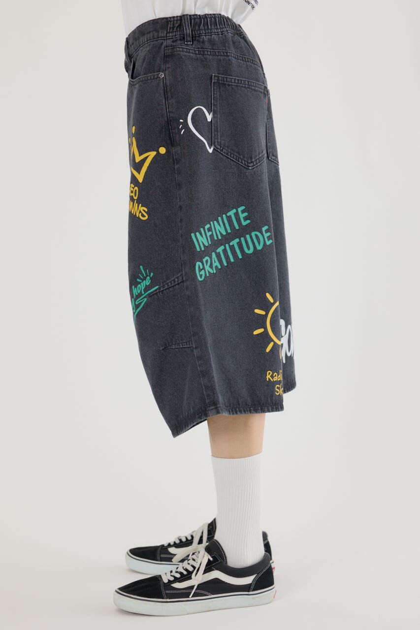 RODEO CROWNS「ラクガキバミューダデニムパンツ」|デニム|